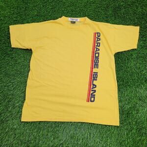 Vintage 90s Paradise-Island Shirt Large 21x27 Yellow